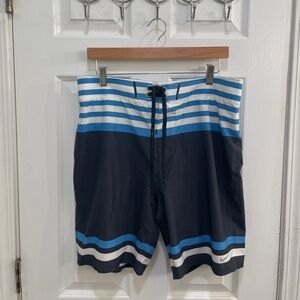 Nike Pro Legacy Blue and White Board Shorts Swimwear Men's Size 32 Medium